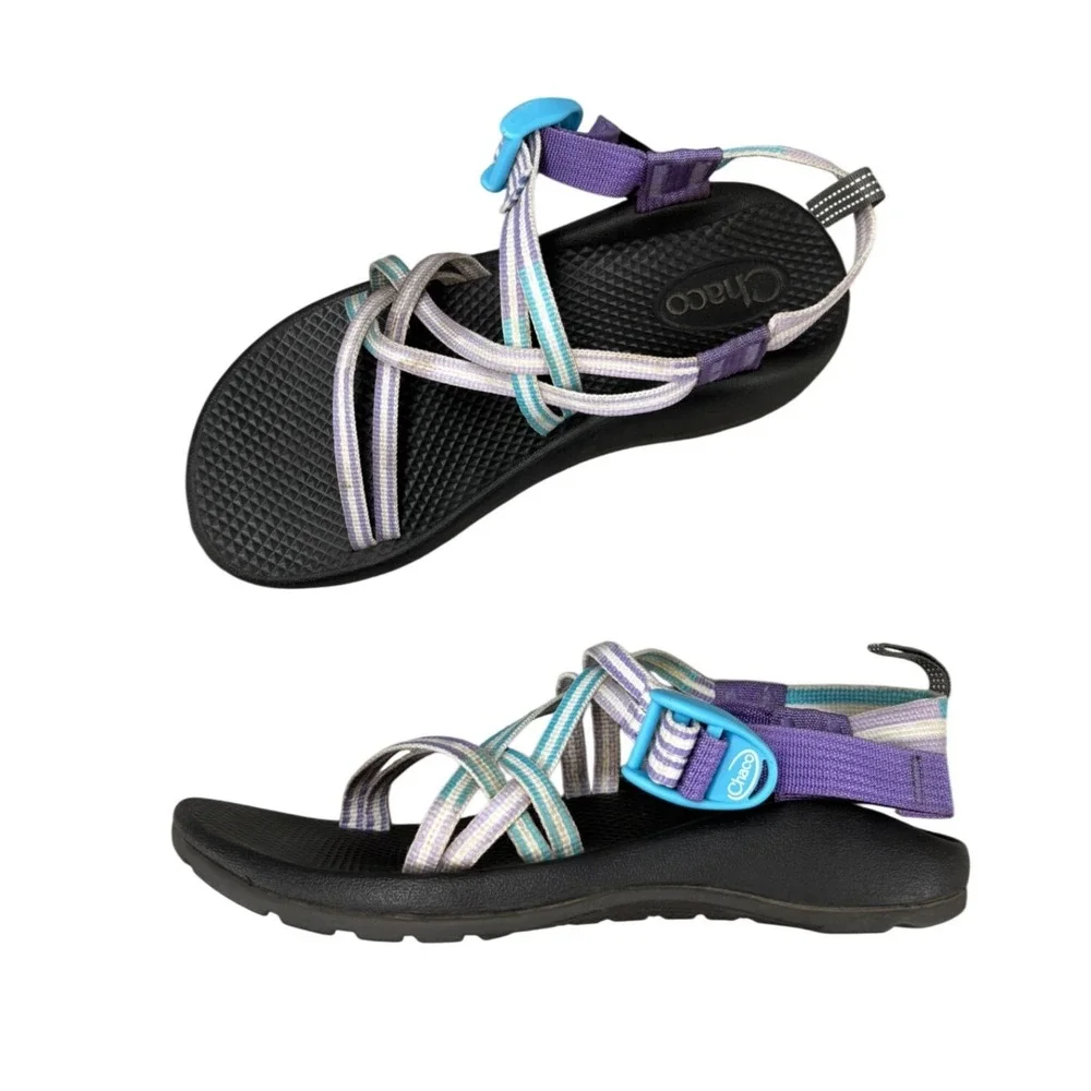 Chaco Kids Z1 Ecotread Strappy Sandals Purple Teal Striped Gorpcore Size‎ 5